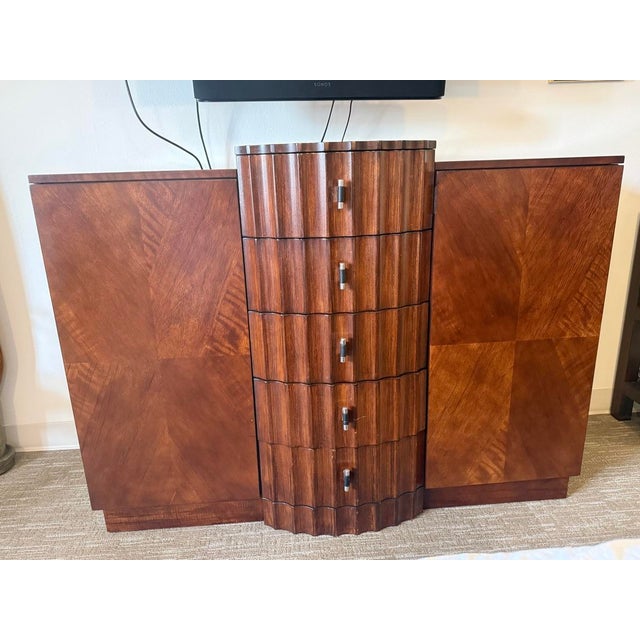 Late 20th Century Art Deco Style Sculptural Walnut Sideboard / Credenza For Sale - Image 13 of 16