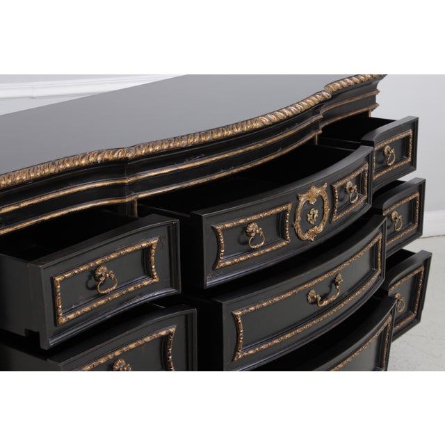 1990s Marge Carson Large Black Painted Sideboard Credenza For Sale - Image 5 of 16