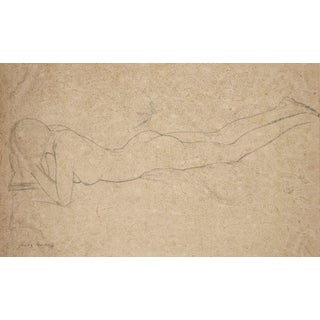 Fritz Uphoff, Nude Reader, 1930, Pencil Drawing For Sale