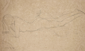 Fritz Uphoff, Nude Reader, 1930, Pencil Drawing