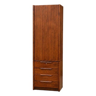 1960s Walnut Tall Armoire Dresser by Barzilay For Sale