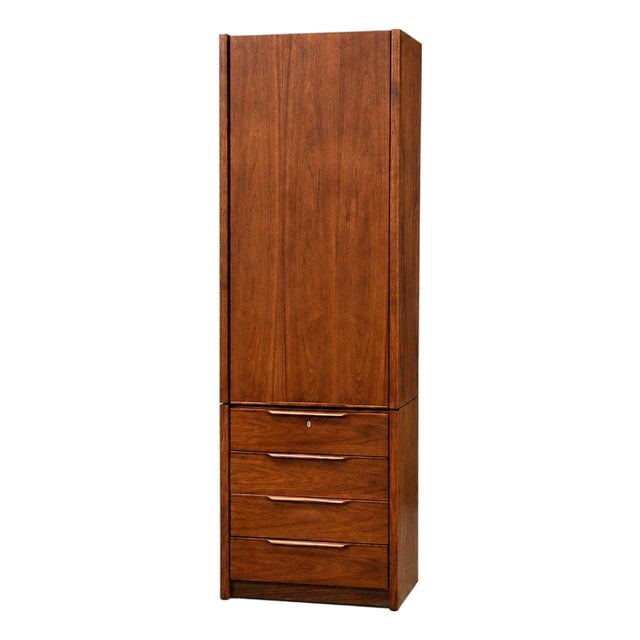 1960s Walnut Tall Armoire Dresser by Barzilay For Sale
