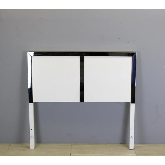 White Lacquer and Chrome Headboard For Sale - Image 4 of 5