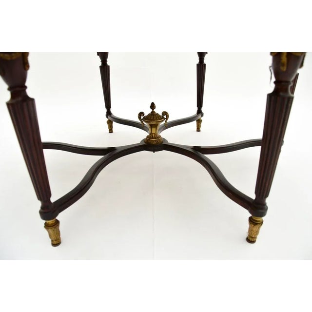 Brown Vintage French Marble Top Coffee Table, 1930 For Sale - Image 8 of 9