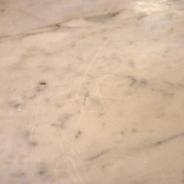 Antique Renaissance Revival Chip Carved Walnut Marble Top Stand C1890 For Sale - Image 10 of 11