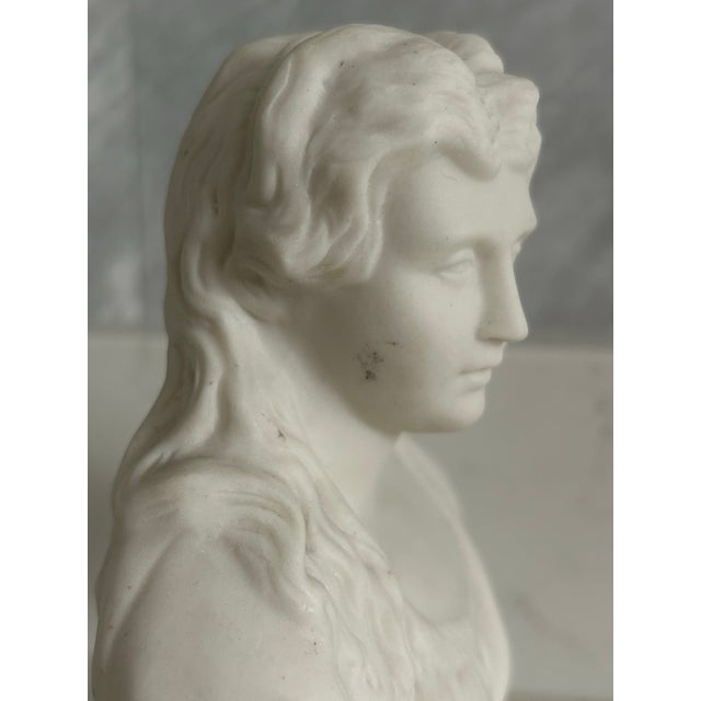 White Mid 19th Century Parian Porcelain Bust of Dante's Beatrice For Sale - Image 8 of 9