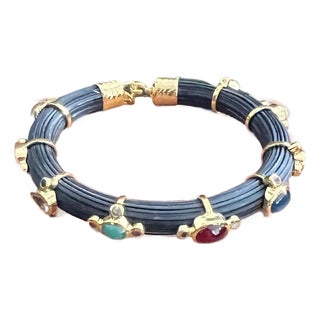 Bochic "Capri" Ruby & Multi Color Sapphire Choker Set In 18K Gold & Silver For Sale