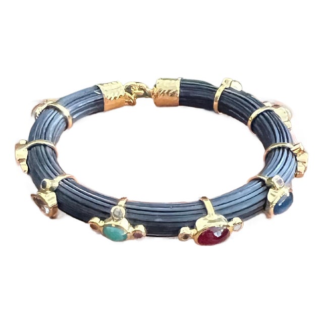 Bochic "Capri" Ruby & Multi Color Sapphire Choker Set In 18K Gold & Silver For Sale