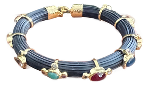 Bochic "Capri" Ruby & Multi Color Sapphire Choker Set In 18K Gold & Silver