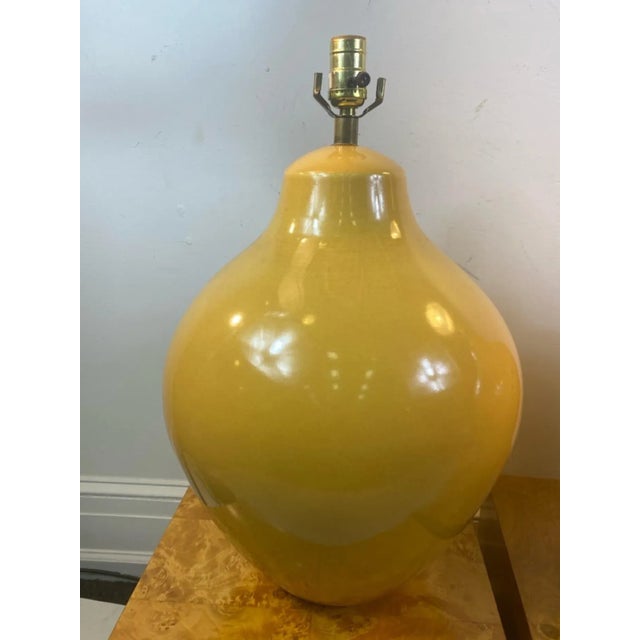 1970s Organic Modern Yellow Ceramic Lamps - a Pair For Sale - Image 4 of 7