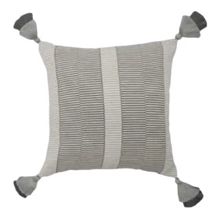 Peru Textil Luna Grid Pillow with single pompoms For Sale