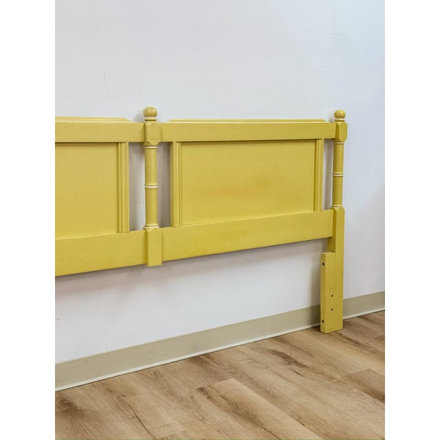 Vintage Cottagecore Painted Yellow King Headboard Eclectic Hollywood Regency For Sale - Image 11 of 13