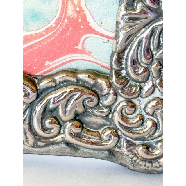 Pair of Vintage English Sterling Silver Repoussé Picture Frames, Velvet Back, 1987 For Sale - Image 13 of 17