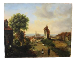 Lively Village Painting, 1846, Oil on Canvas