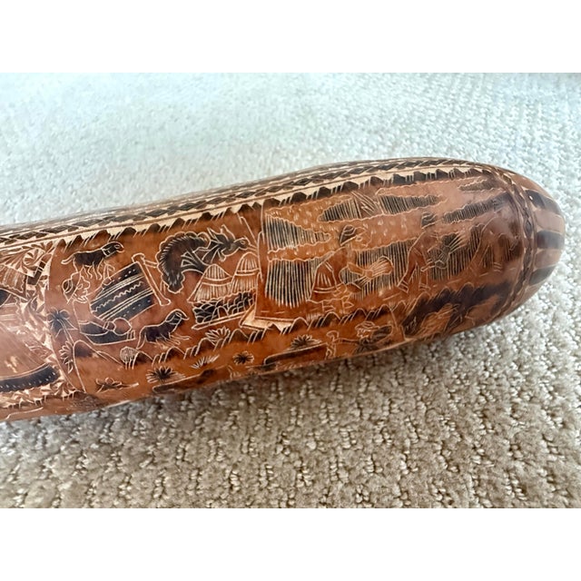 Monumental 22" Peruvian Hand Carved Mate Burilado Storyteller Gourd Rattle - Vintage For Sale - Image 12 of 13