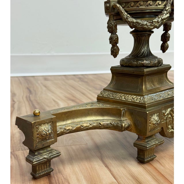 Metal Vintage Gilt Bronze French Neo-Classical Urn Form Fireplace Chenets Andirons, Pair For Sale - Image 7 of 8