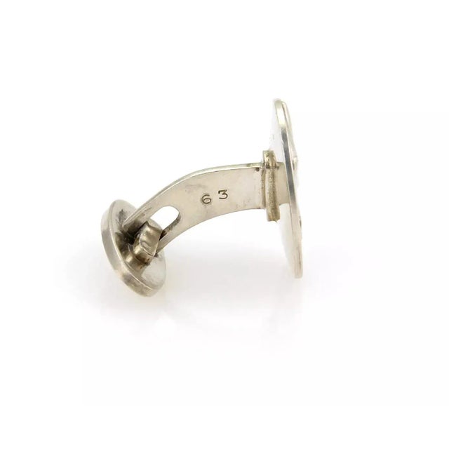 Contemporary Georg Jensen Sterling Horse Round Top Stud Cufflinks - 2 Pieces For Sale - Image 3 of 5