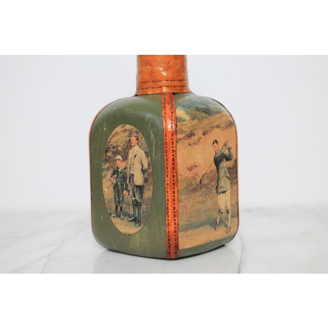 Vintage 1960's Golf Themed Leather-Wrapped Italian Liquor Decanter For Sale - Image 4 of 15