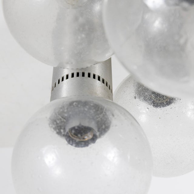 Metal 6-Light Chandelier in Metal and Glass, Italy, 1970s For Sale - Image 7 of 9