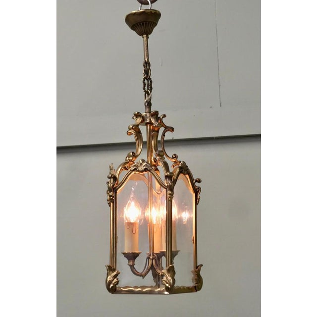 French Rococo Style Gothic Look Lantern Hall Light A superb quality heavy brass lantern, the light has 5 arched clear...