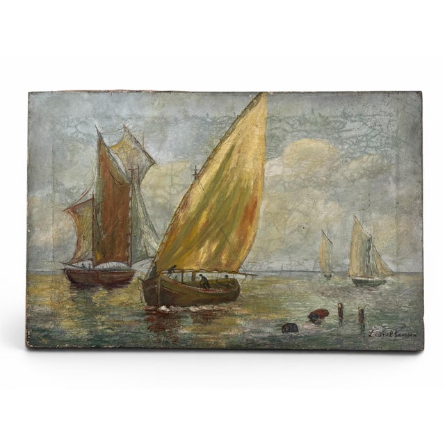 French Charming 19th/20th Century French Impressionist Maritime Seascape – Oil on Canvas For Sale - Image 3 of 15