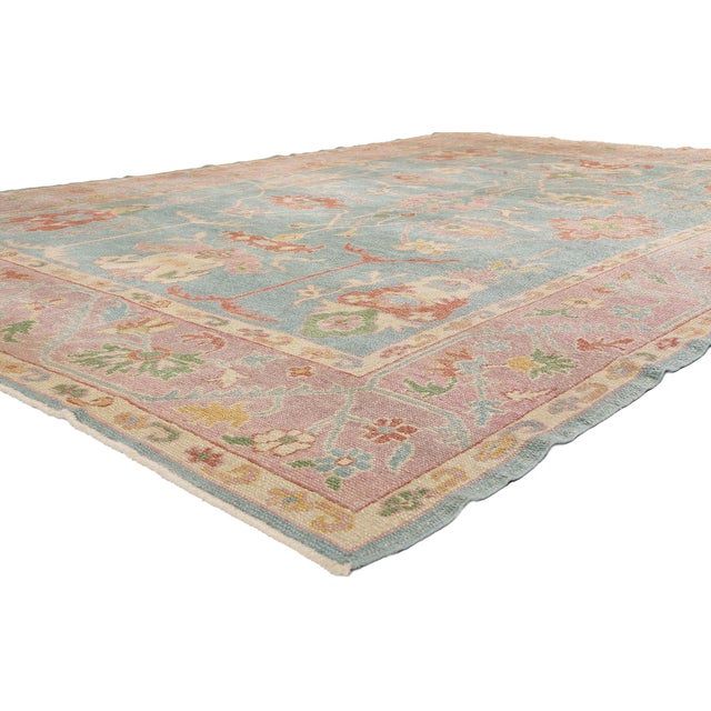79436 Vintage Turkish Oushak Rug, 08'08 x 12'02. The Serenity Garden: A Vintage Turkish Oushak Masterpiece of Courtly...