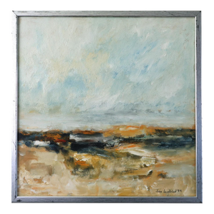 1994 Modernist 'Golden Drift' Vintage Original Mini Abstract Expressive Landscape Oil Painting, Framed