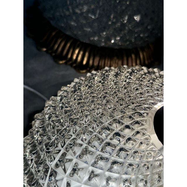 1960s Hollywood Regency Brass and Textured Glass Flush Mount Lights from Sciolari, Italy, 1970s, Set of 3 For Sale - Image 5 of 12