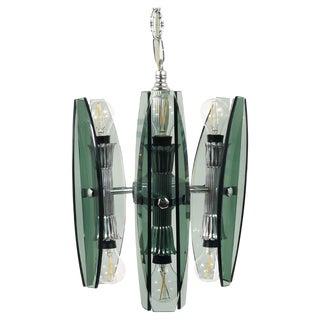 Glass and Chrome Pendant Light by Veca Murano, 1970s For Sale