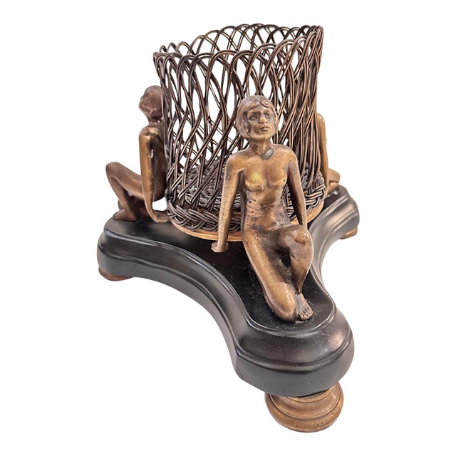1950s Art Deco Figural Centerpiece Basket For Sale