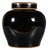 Black Glazed Porcelain Ginger Jar With Brown Rim and Unusual Glaze Break For Sale