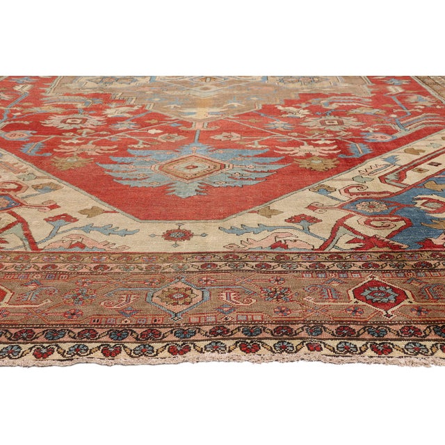 Late 19th Century Persian Serapi Rug, 12'00 X 18'11 For Sale - Image 4 of 10