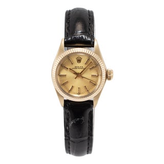 Vintage Ladies Rolex Oyster Perpetual 24mm 6719 14k Yellow Gold Automatic Watch For Sale