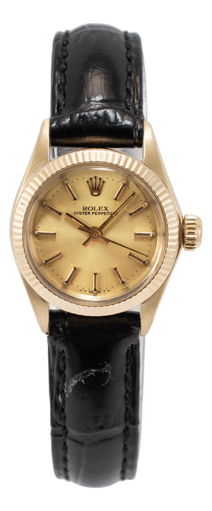 Vintage Ladies Rolex Oyster Perpetual 24mm 6719 14k Yellow Gold Automatic Watch