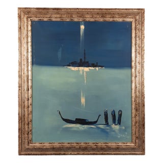 A. Cavalieri, Venice Lagoon Gondola, 20th Century, Oil Painting on Canvas For Sale