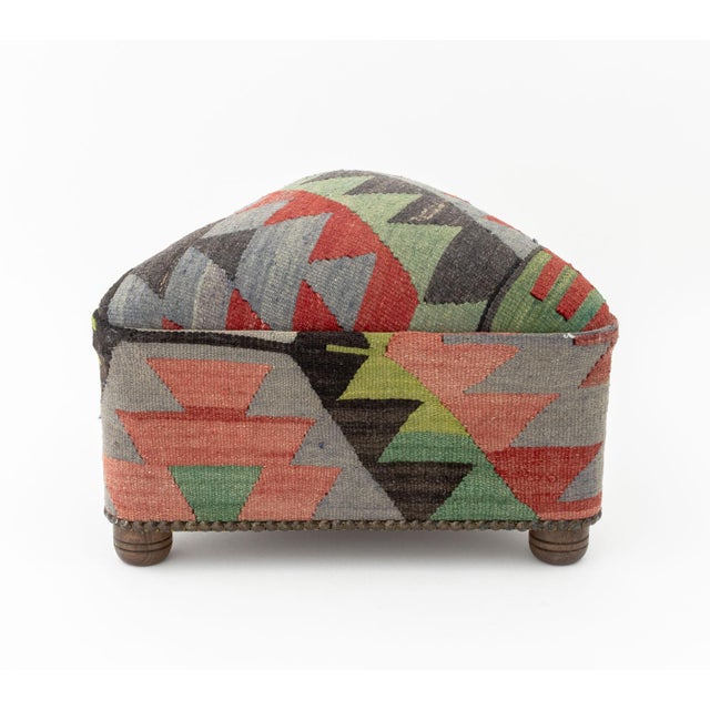 George Smith George Smith Style Kilim Upholstered Footstool For Sale - Image 4 of 9