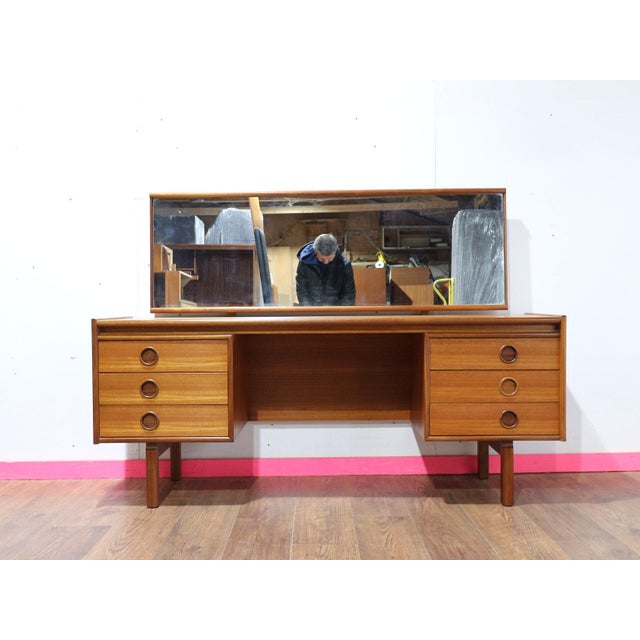 Mid-Century Modern 1960s Mid Century Modern Vintage Teak Vanity Desk Dresser by Bath Cabinets For Sale - Image 3 of 14