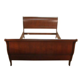 Traditional Ethan Allen Solid Cherry Queen Size Sleigh Bed For Sale