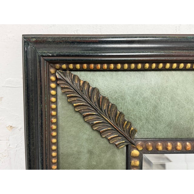 French Art Deco Leather + Nailhead Framed Wall Mirror For Sale In San Francisco - Image 6 of 12