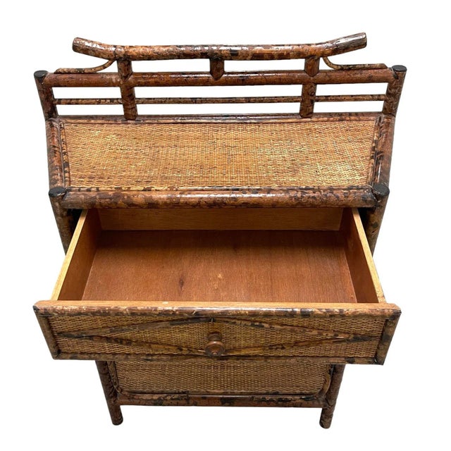 Chinoiserie Tortoise Rattan Console Table For Sale - Image 9 of 11