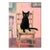 This art print, titled "Contemplative Black Cat on Chair," presents a charming black feline perched atop a wooden chair,...