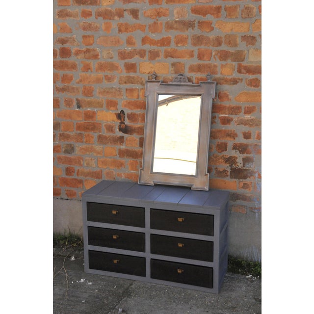 Handcrafted Pine Chest of Drawers in Black & Grey Finish For Sale - Image 6 of 7