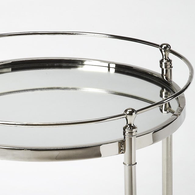 Modern Crosby 19 in. W Round Mirrored and Metal Side Table For Sale - Image 3 of 5