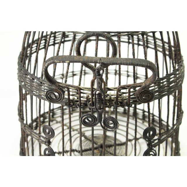 Silver 19th C. Victorian Round Beehive Shaped Wire Bird Cage For Sale - Image 8 of 14