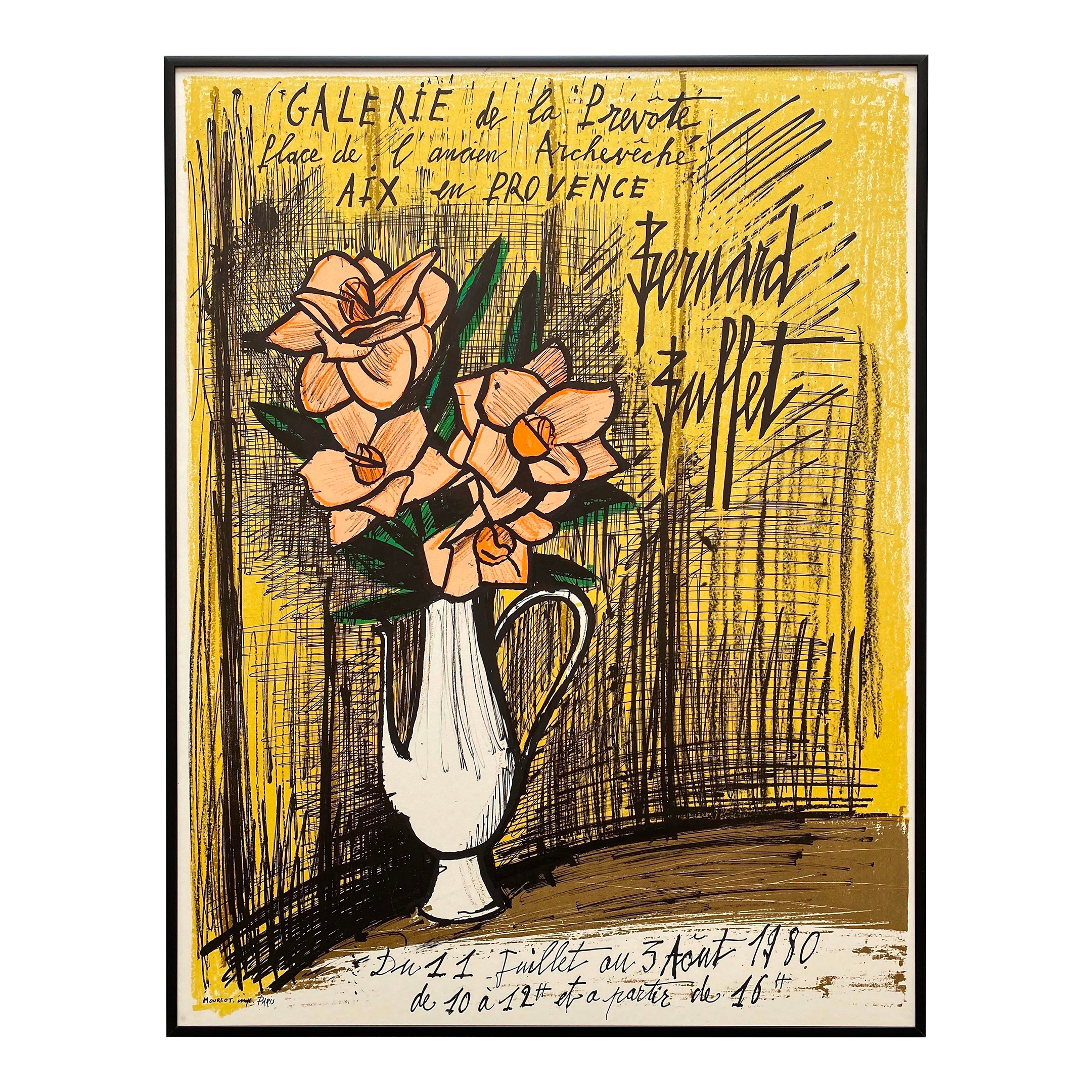 Bernard Buffet Vintage 1980 Mourlot Lithograph Print Framed