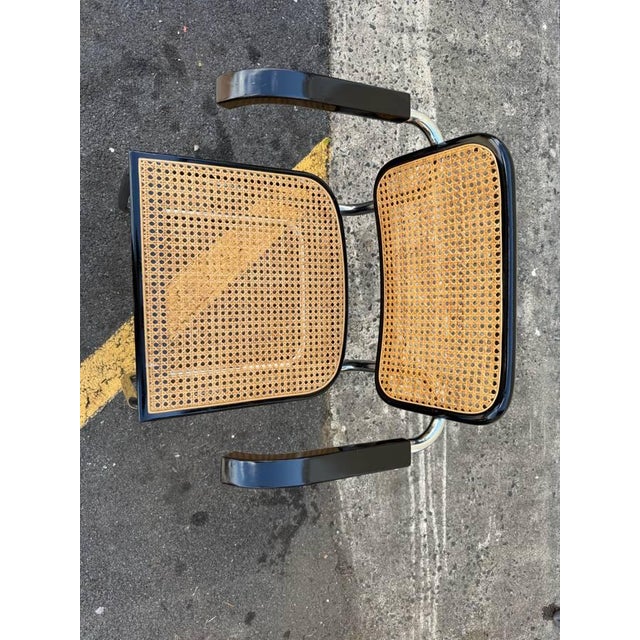 Mid-Century Modern Mid 20th Century Pair of Marcel Breuer Cesca Style Black and Chrome Chair With Caned Seat and Back by Cidue For Sale - Image 3 of 11
