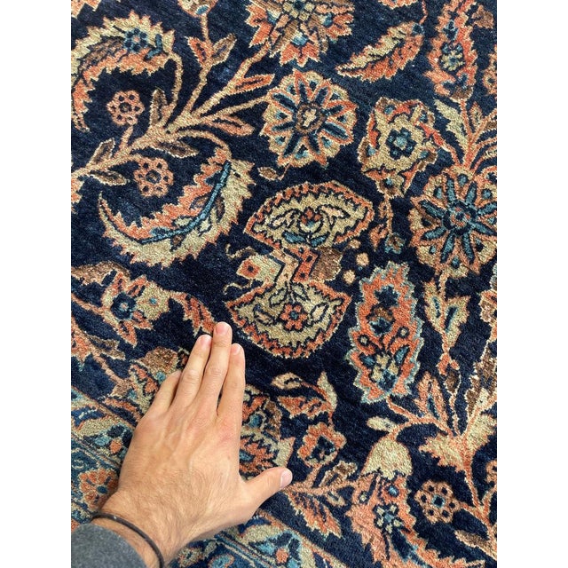 1920s ROYAL MOHAJERAN SAROUK with Peacocks, Butterflies, Cacoons, & Zoroastrian Flames Rug 9 x 15.1 For Sale - Image 13 of 15