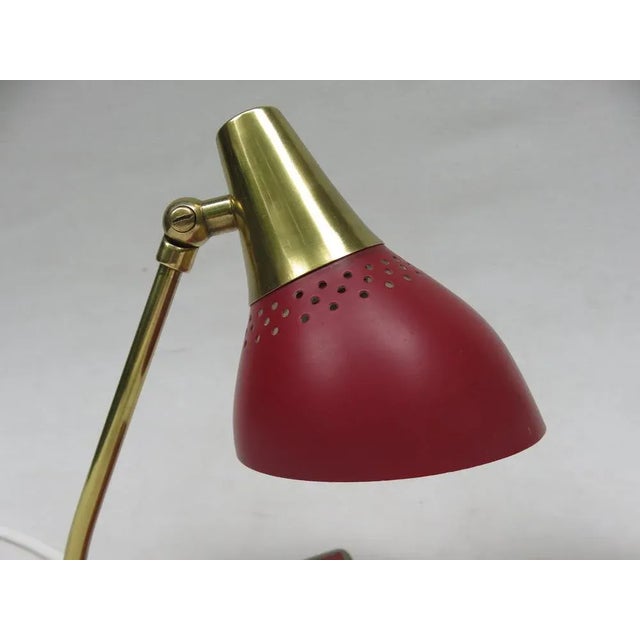 Small Red and Blue Brass Bedside Table Lights, 1950s, Set of 2 For Sale - Image 11 of 18