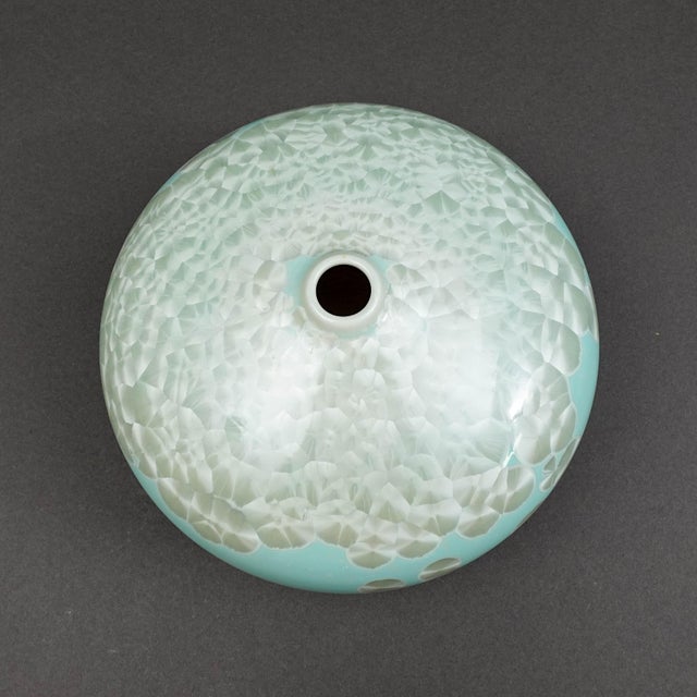 John Richard Powder Blue Mother of Pearl Porcelain Vessel Vase For Sale In Miami - Image 6 of 8