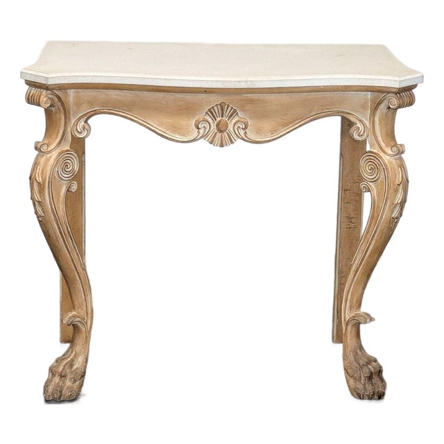 Vintage Carved Wood Console Table For Sale